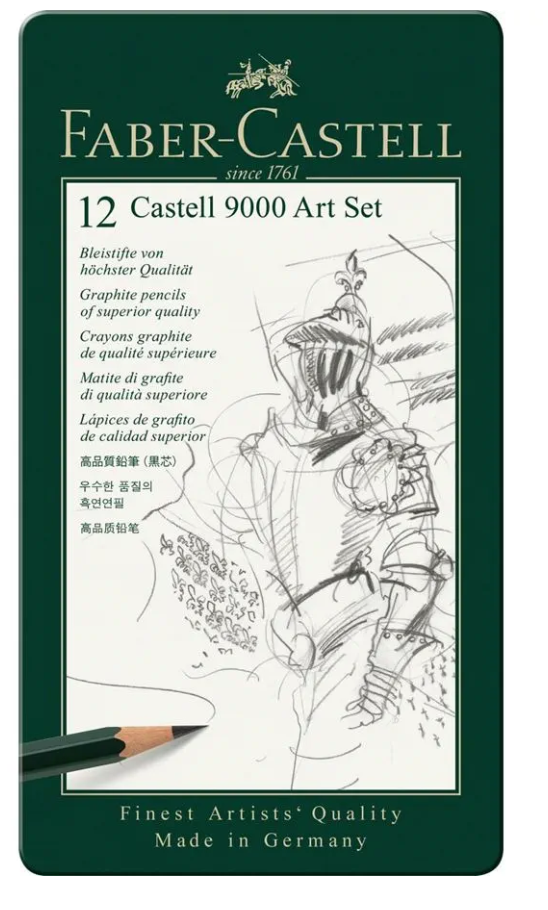 Lápices grafito Faber Castell 9000 12 graduaciones para dibujo